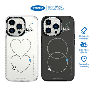 Ốp lưng iPhone viền trắng, đen chống sốc chống va đập Weekase in hình cung hoàng đạo cung sư tử - Màu in cực bền