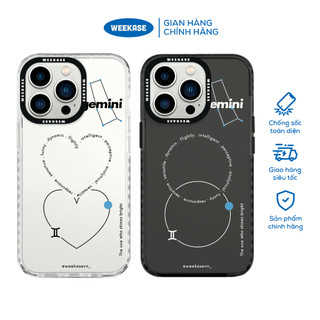 Ốp lưng iPhone viền trắng, đen chống sốc chống va đập Weekase in hình cung hoàng đạo cung song tử - Màu in cực bền