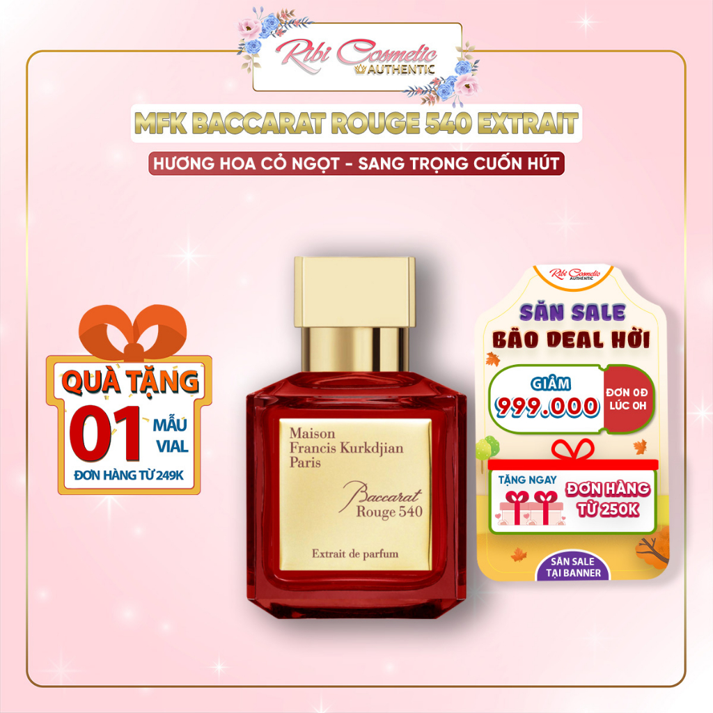 Nước Hoa Unisex Nam Nữ Mfk Baccarat 540 Extrait Ngọt Ngào Sang Trọng Quý Phái Lưu Hương Lâu Ribicosmetics