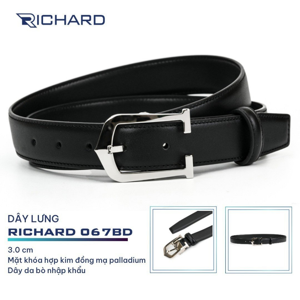 Dây thắt lưng nam da bò 3.0cm khoá kim Richard K067BD