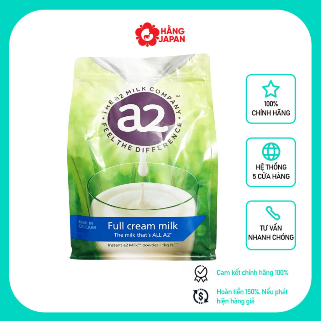Hàng Úc sữa tươi A2 full cream 1kg dạng túi/ hộp 200ml cho bé từ 1 tuổi