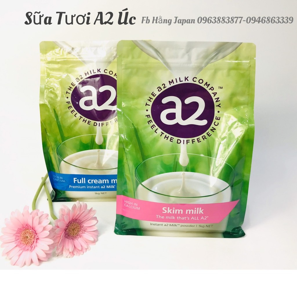 Hàng Úc sữa tươi A2 full cream 1kg dạng túi/ hộp 200ml cho bé từ 1 tuổi