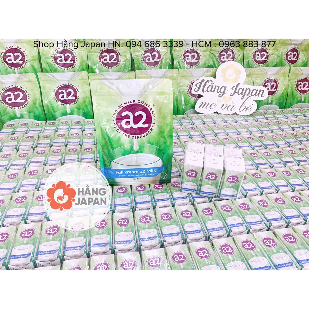 Hàng Úc sữa tươi A2 full cream 1kg dạng túi/ hộp 200ml cho bé từ 1 tuổi