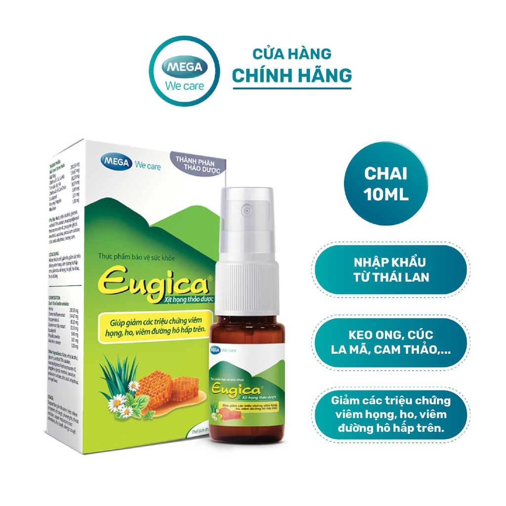 Xịt họng thảo dược giúp giảm ho, đau rát họng EUGICA MOUTH SPRAY