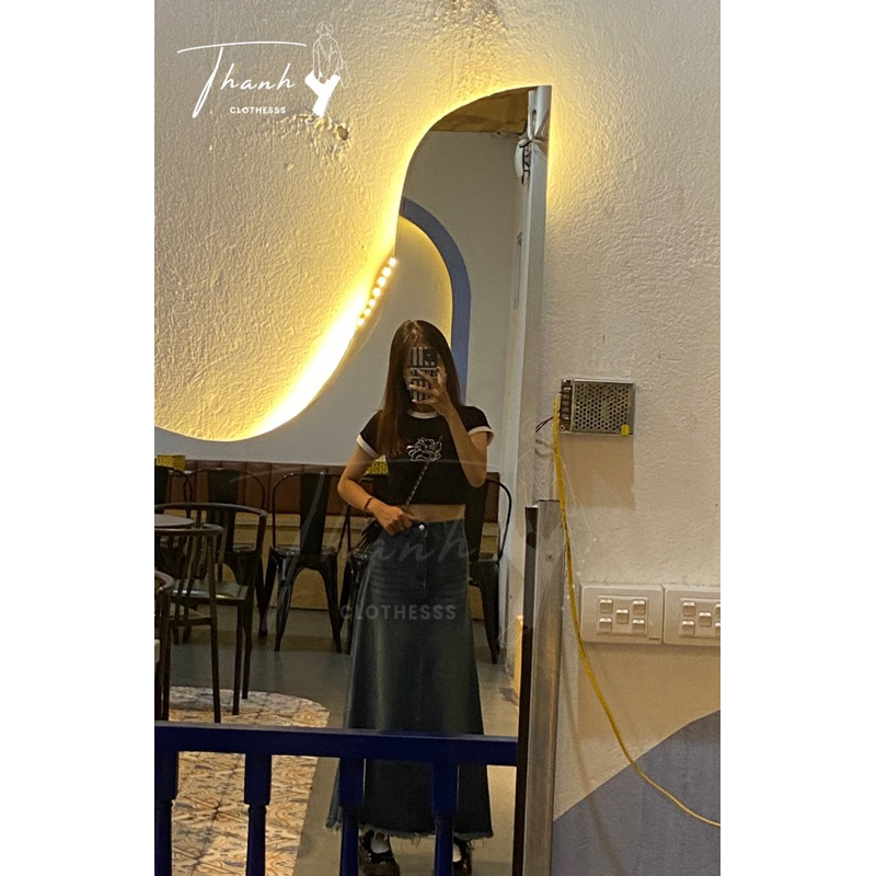 Chân Váy Jean Dài  ,Dáng Chữ A , Phong Cách Retro Thời Trang Bốn  Xuân Mới Dành Cho Nữ v14-v13