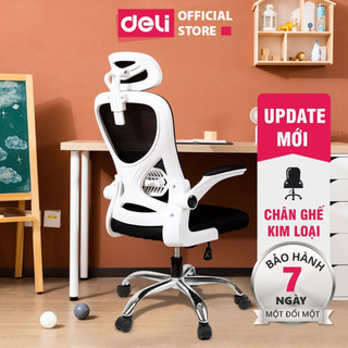 Ghế Xoay Văn Phòng Deli Cao Cấp - Thiết Kế Ghế Công Thái Học Ergonomic, Ghế Làm Việc Có Tựa Đầu Tay Vịn Điều Chỉnh