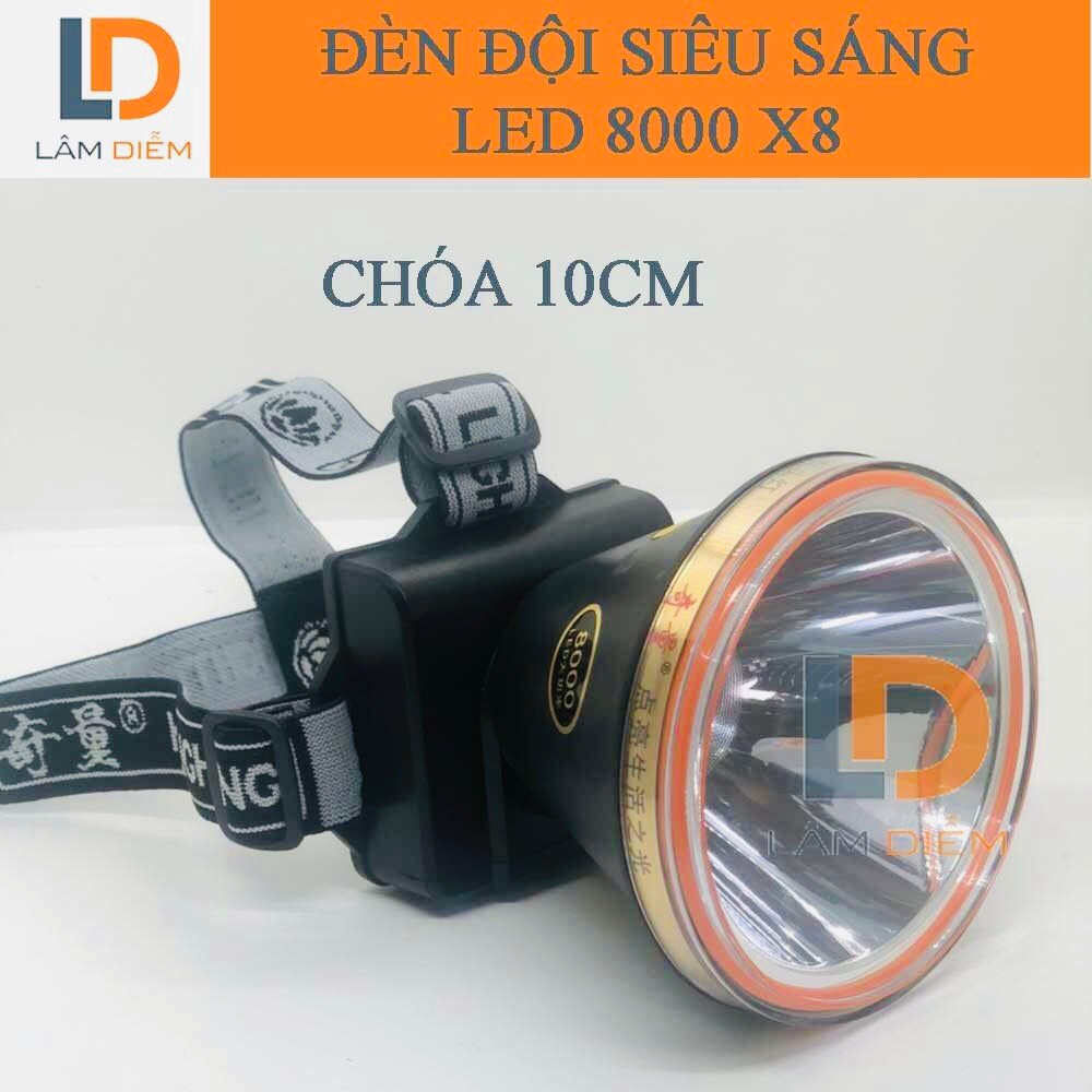 ĐÈN ĐỘI ĐẦU SIÊU SÁNG LED 8000 3 CHẾ ĐỘ SÁNG PIN 9000mAh CHIẾU XA 3000M X8