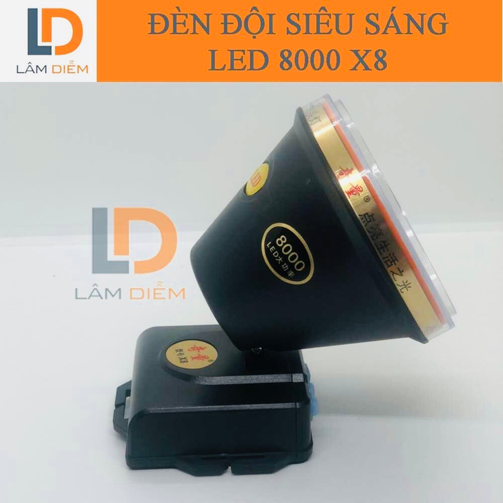 ĐÈN ĐỘI ĐẦU SIÊU SÁNG LED 8000 3 CHẾ ĐỘ SÁNG PIN 9000mAh CHIẾU XA 3000M X8