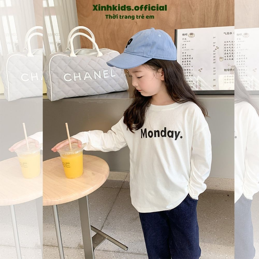 Áo phông dài tay kiểu dáng basic cho bé mùa thu đông , áo thun bé gái tay dài