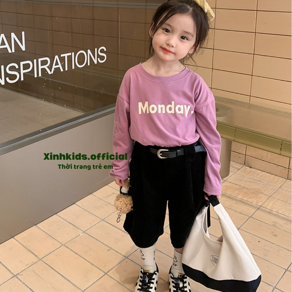 Áo phông dài tay kiểu dáng basic cho bé mùa thu đông , áo thun bé gái tay dài