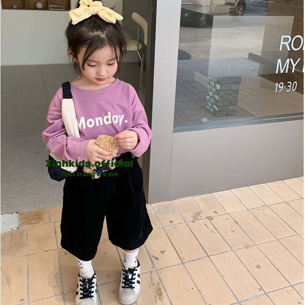 Áo phông dài tay kiểu dáng basic cho bé mùa thu đông , áo thun bé gái tay dài