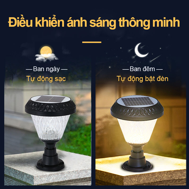 TEP Đèn Led Năng Lượng Mặt Trời Ngoài Trời Điều chỉnh ba màu đầy màu sắc Đèn Trụ Sân Vườn Chống Nước 【bảo hành 10 năm】