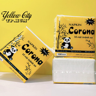 Giấy vuông bàn ăn Napkin Corona 100 tờ đa năng, chính hãng