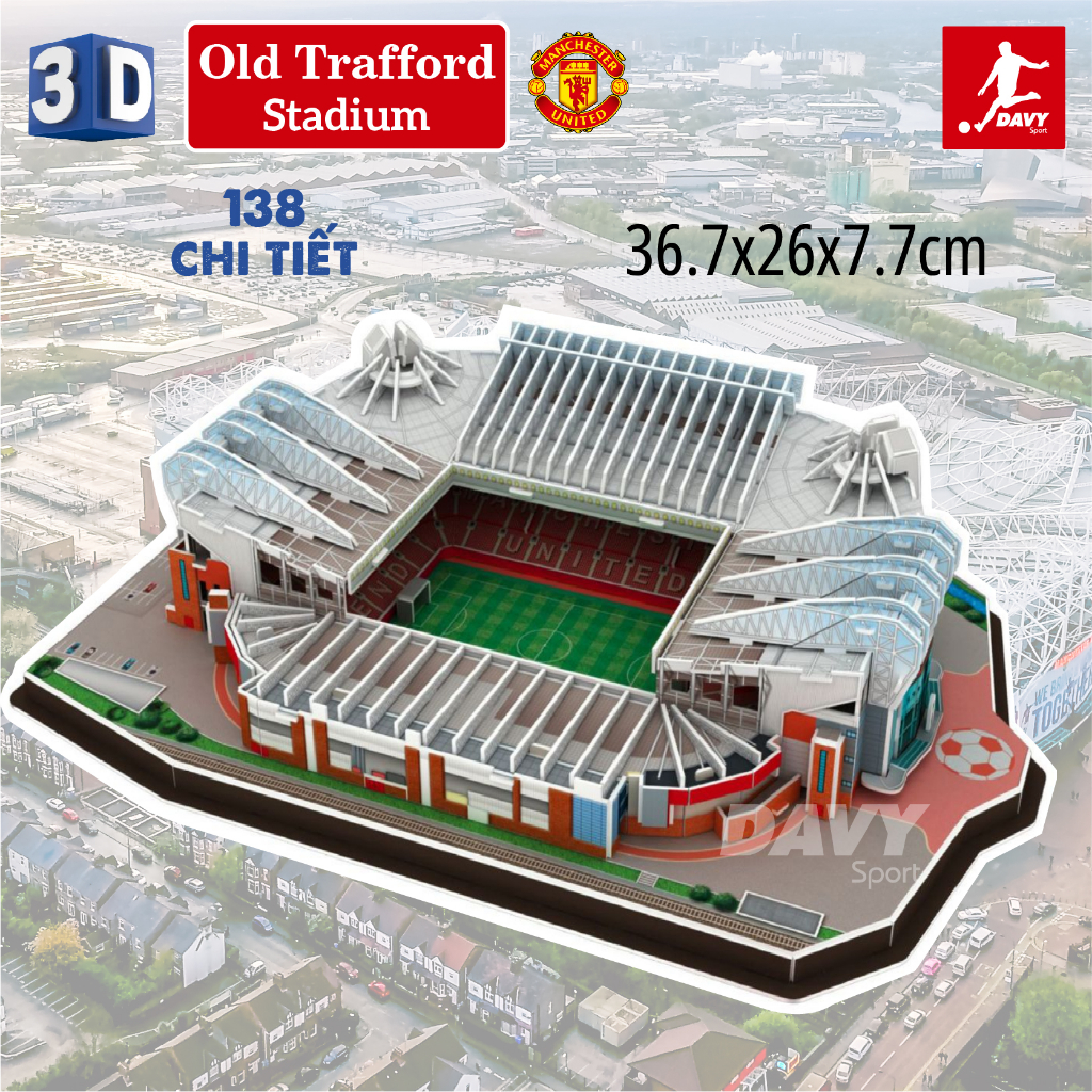 Mô hình lắp ráp 3D sân vận động Old Trafford MU - có 2 size to nhỏ