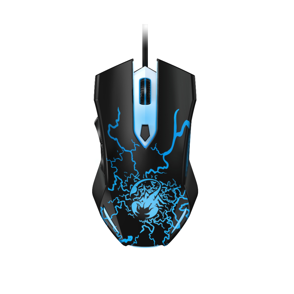 Chuột gaming có dây Genius Scorpion Spear màu đen - nhẹ, 6 nút lập trình, công thái học, đèn LED, DPI 2000