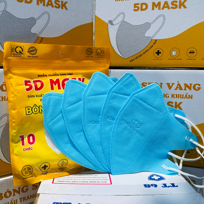 Thùng 200c Khẩu Trang 5D Bông Sen Vàng