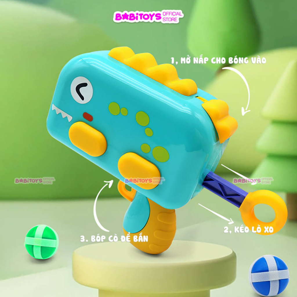 Đồ chơi súng ném bóng dính , súng bắn phi tiêu cho bé kèm bảng phi tiêu, khủng long bắn bong cho bé