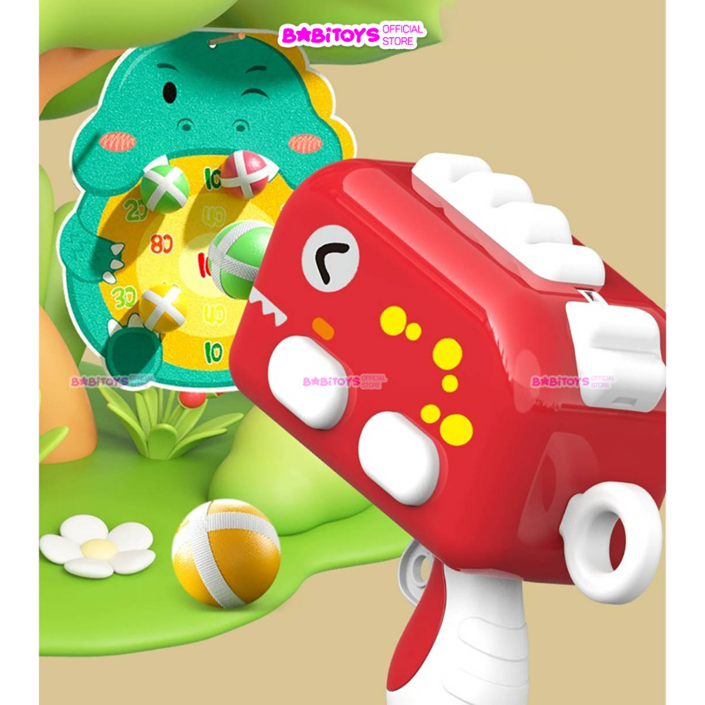 Đồ chơi súng ném bóng dính , súng bắn phi tiêu cho bé kèm bảng phi tiêu, khủng long bắn bong cho bé