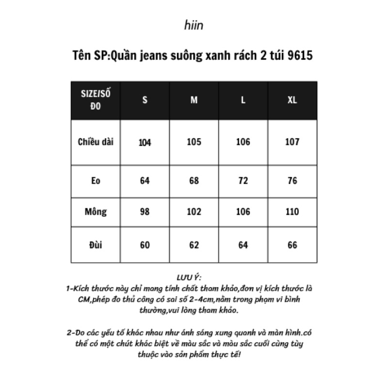 Jeans suông xanh rách 2 túi 9651