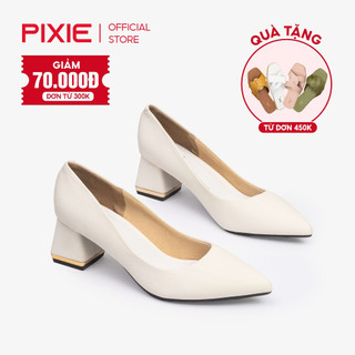 Giày cao gót 5cm gót vuông viền kim loại pixie h176