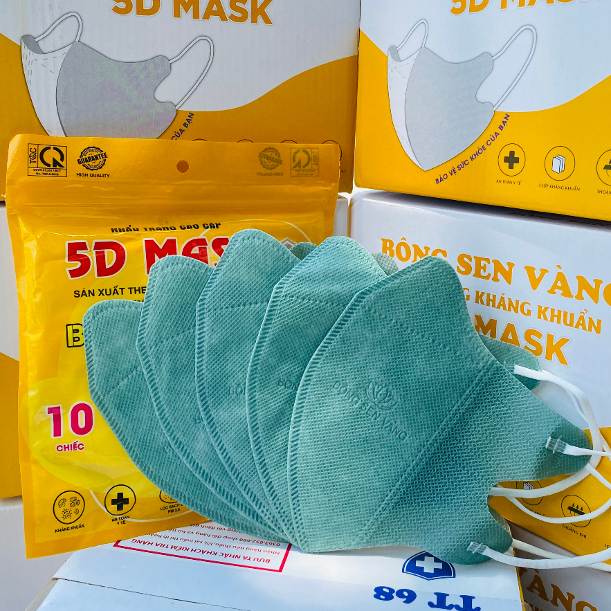 Thùng 200c Khẩu Trang 5D Bông Sen Vàng