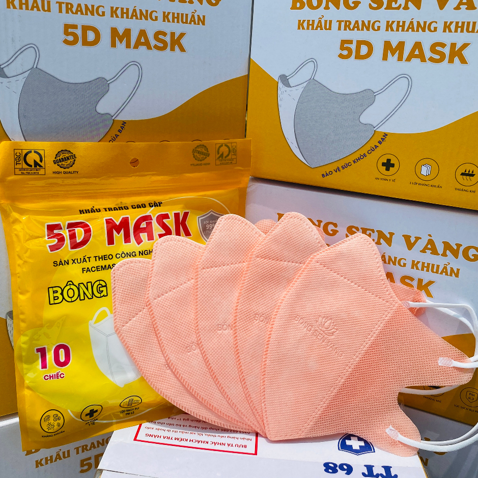 Thùng 200c Khẩu Trang 5D Bông Sen Vàng
