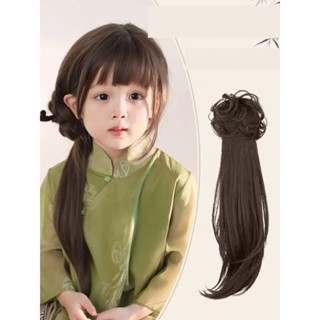 Tóc Giả Đuôi Ngựa Thẳng Kèm Búi Xoăn Dài 45cm, Tóc Giả Phong Cách Trung Hoa Cho Bé MyBaby