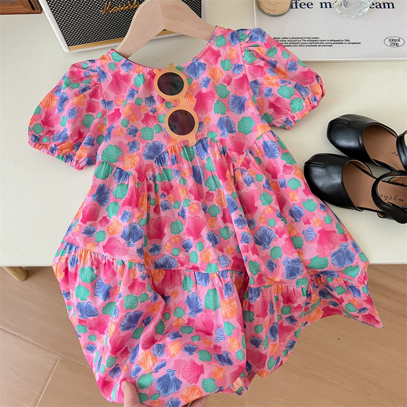 váy đầm bé gái đầm babydoll ngắn tay 100% cotton VL6 size 100-140 15-30 kg thời trang trẻ em hàng quảng châu