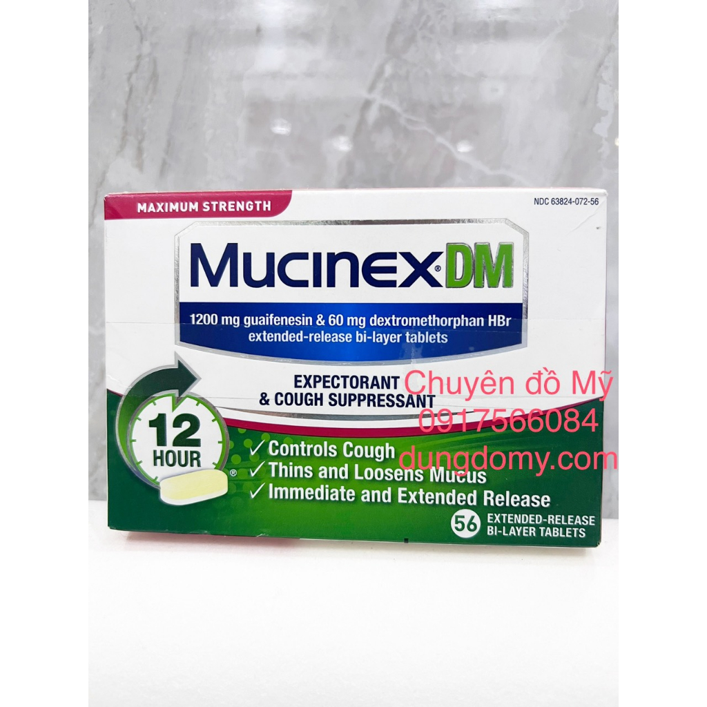 Date T11/2025_ Viên uống giảm ho long đờm Mucinex DM Maximum Strength 56 viên của Mỹ