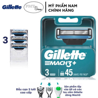 (Không kèm cán) Lưỡi thay thế dao cạo râu Gillette Mach3+ , Mach3 Basic , Mach 3 Classic hộp 12 8 6 4 2 cái