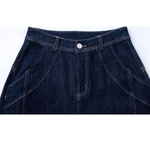 Quần jean bò thường , bò giấy dáng beggy , quần bò mềm 1 cúc có đường gân trang trí