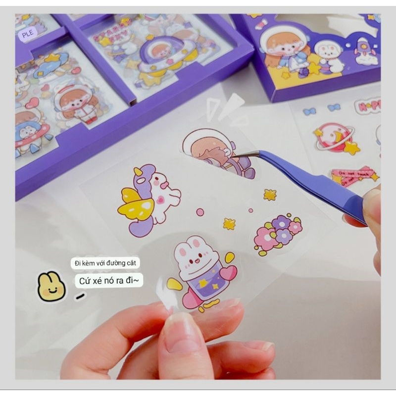 Tấm Stiker Hoạt Hình Ngộ Nghĩnh Dán Vở, Hộp Bút, Bình Nước