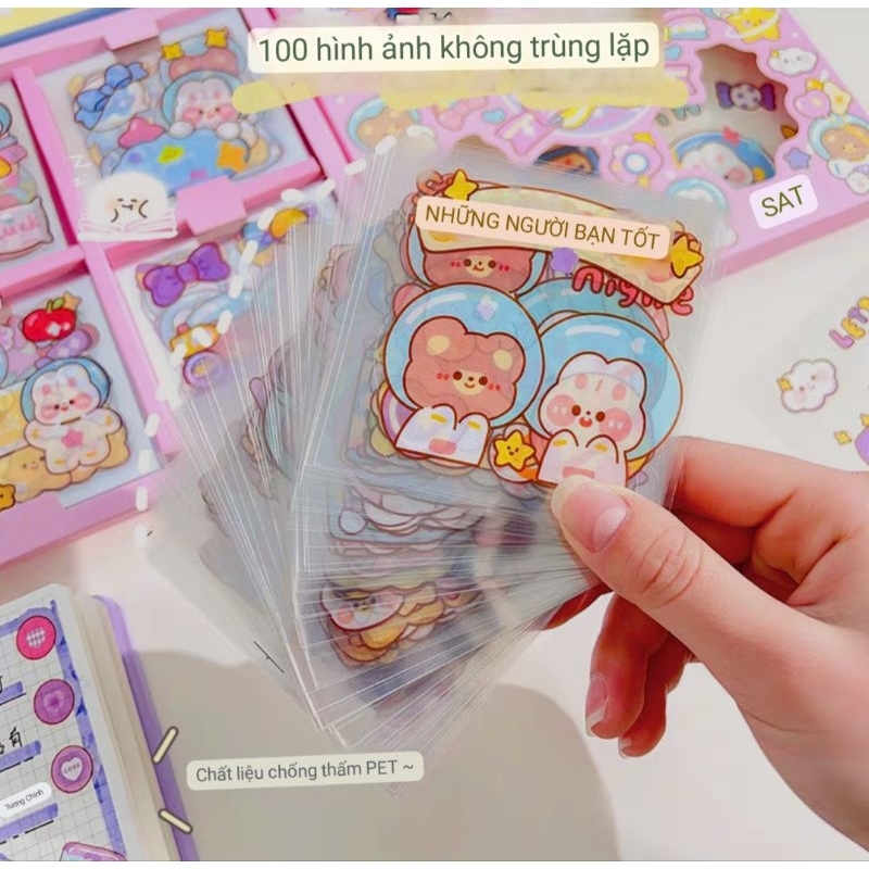 Tấm Stiker Hoạt Hình Ngộ Nghĩnh Dán Vở, Hộp Bút, Bình Nước