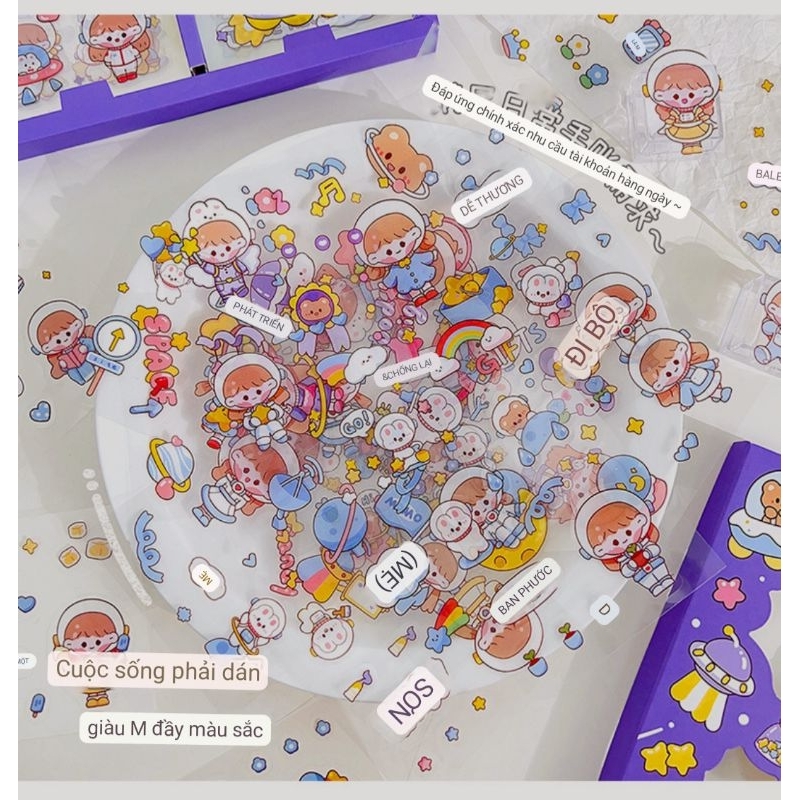 Tấm Stiker Hoạt Hình Ngộ Nghĩnh Dán Vở, Hộp Bút, Bình Nước