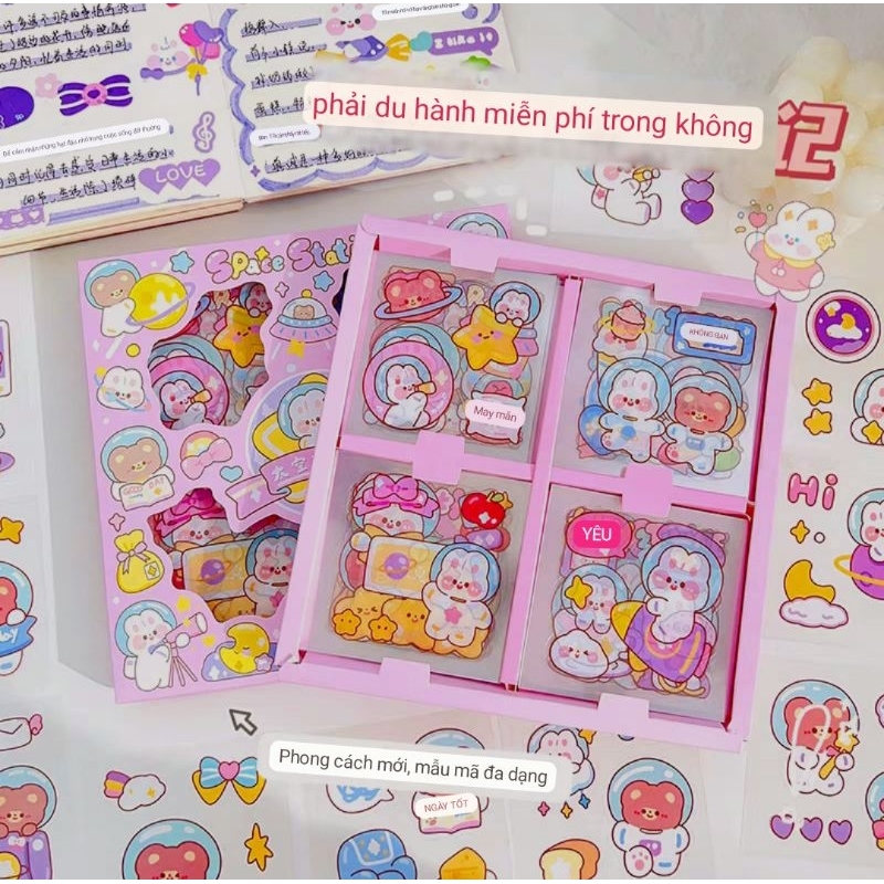 Tấm Stiker Hoạt Hình Ngộ Nghĩnh Dán Vở, Hộp Bút, Bình Nước