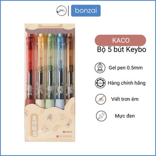 Bộ 5 bút Kaco Keybo phiên bản đặc biệt mực đen ngòi 0,5mm (Hàng Chính Hãng).