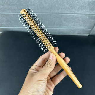 Lược tròn tạo kiểu tóc nam sấy phồng - Lô sấy tóc cán gỗ