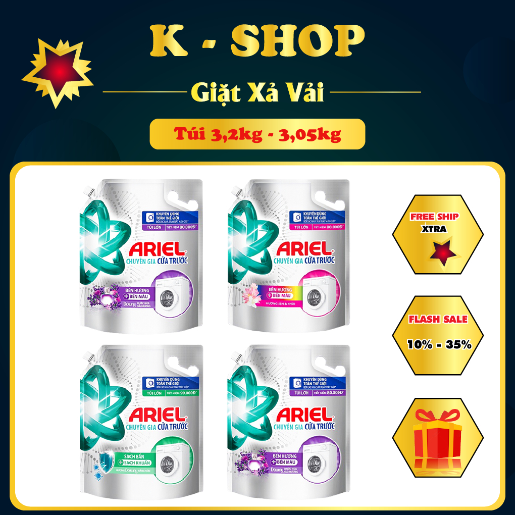 Nước Giặt Ariel Cửa Trước Nhiều Mùi Hương Túi 3,05kg/3,2kg