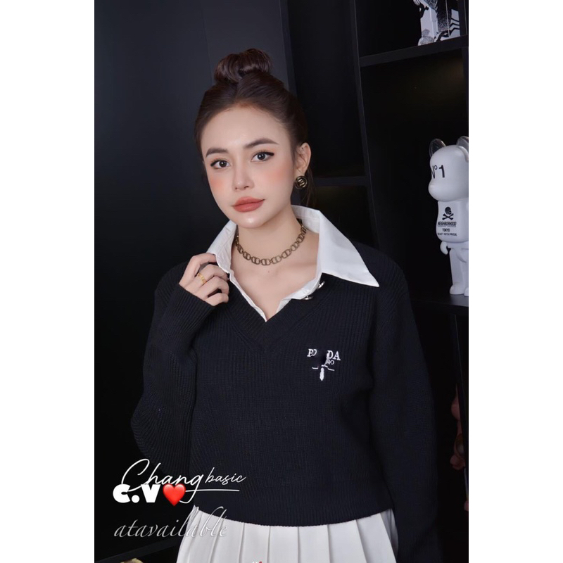 Áo len cổ pha sơ mi hàng QCL1