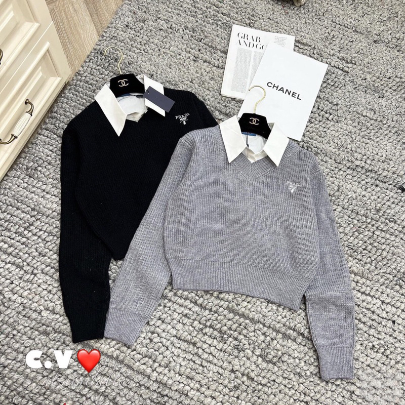 Áo len cổ pha sơ mi hàng QCL1