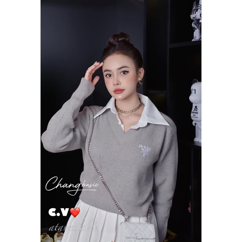 Áo len cổ pha sơ mi hàng QCL1