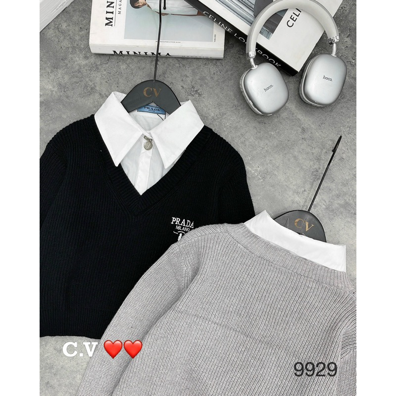 Áo len cổ pha sơ mi hàng QCL1