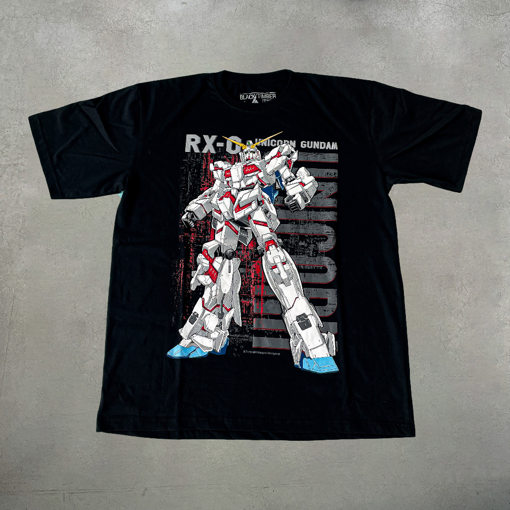 Áo thun đen cotton oversize Nam/Nữ in hình Gundam - Gundam unicorn, Gundam rx, Gundam aerial