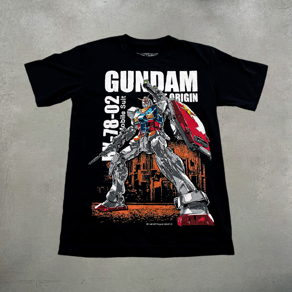 Áo thun đen cotton oversize Nam/Nữ in hình Gundam - Gundam unicorn, Gundam rx, Gundam aerial