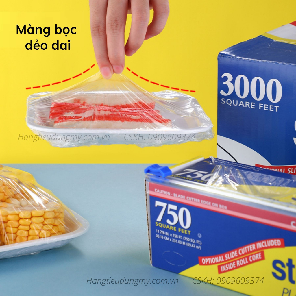Nhập khẩu Mỹ | Màng bọc thực phẩm Kirkland Signature Stretch Tite cuộn to 3000ft