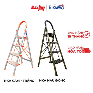 Thang nhôm ghế 3, 4 bậc chữ a có tay vịn gấp gọn Nikawa nhập khẩu Nhật Bản, bảo hành 18 tháng