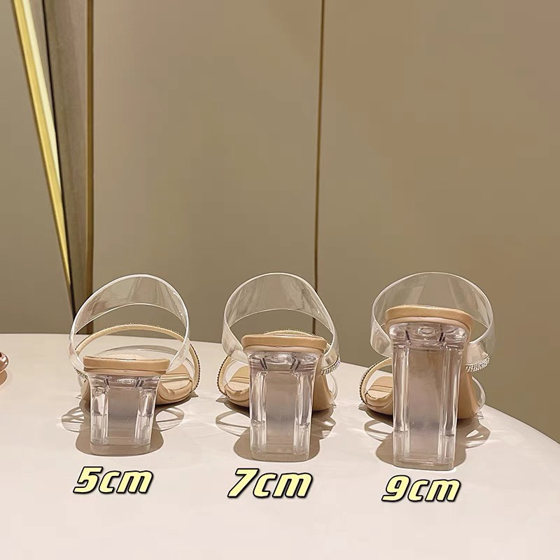 Giày cao gót quai trong cực tôn dáng chân. 3 màu đen trắng kem đủ size 35/39 Cao 3cm 5cm và 9cm TD302