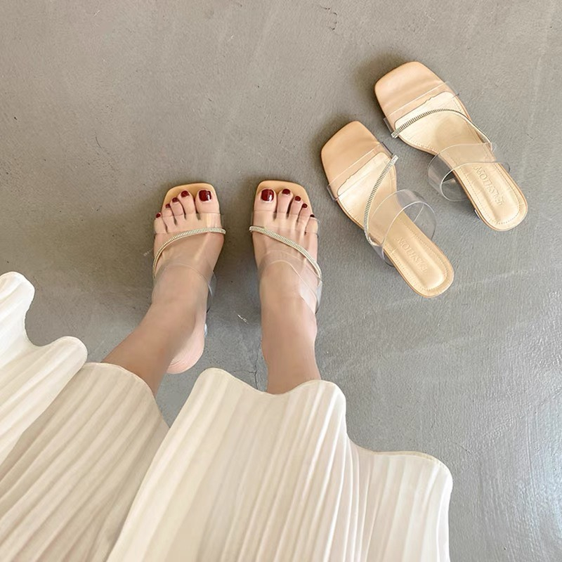 Giày cao gót quai trong cực tôn dáng chân. 3 màu đen trắng kem đủ size 35/39 Cao 3cm 5cm và 9cm TD302