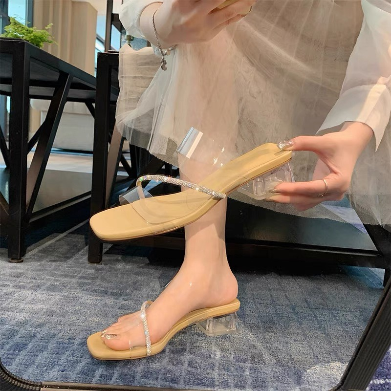 Giày cao gót quai trong cực tôn dáng chân. 3 màu đen trắng kem đủ size 35/39 Cao 3cm 5cm và 9cm TD302