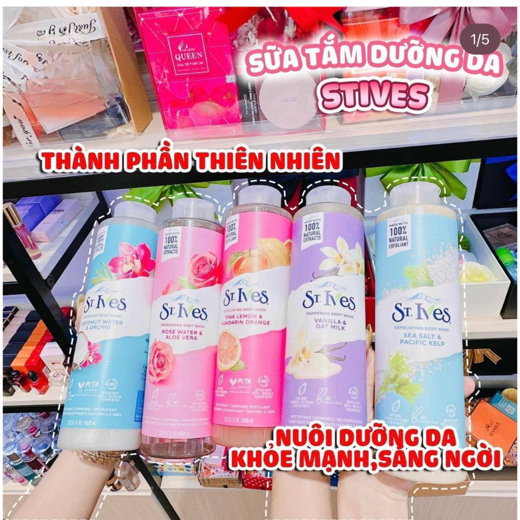 [LYS MALL] Sữa Tắm St.Ives Tẩy Tế Bào Chết Dịu Nhẹ Dưỡng Da - St. Ives Soothing Body Wash 650ml